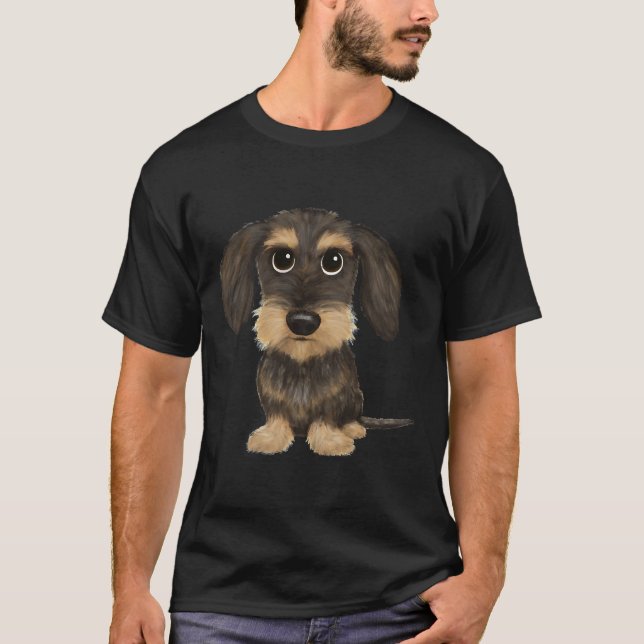 Wirehaired Dachshund Cute Wire Haired Wiener Dog W T-Shirt (Front)