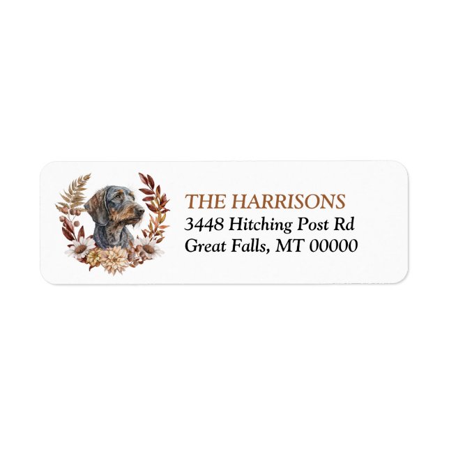 Wirehaired Dachshund Dog Autumn Wreath (Front)