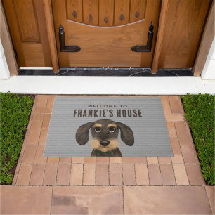 Wirehaired Dachshund Dog   Cute Teckel Custom Doormat