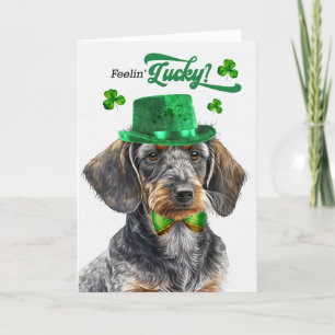 Wirehaired Dachshund Dog Lucky St Patrick's Day Holiday Card