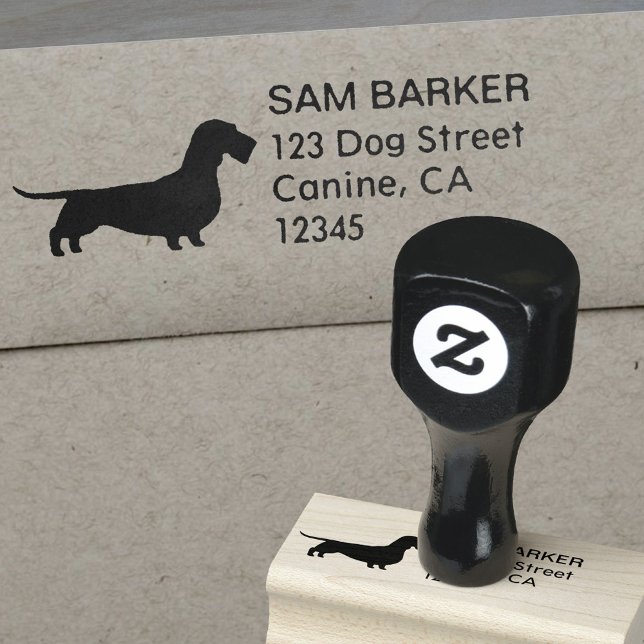 Wirehaired Dachshund Dog Silhouette Return Address Rubber Stamp (Creator Uploaded)