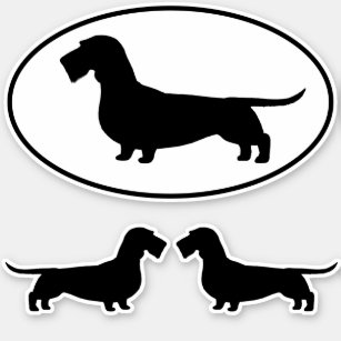 Wirehaired Dachshund Dog Silhouette Sticker Set