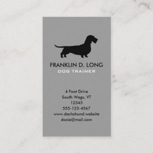 Wirehaired Dachshund Dog Silhouette Vertical Grey Business Card