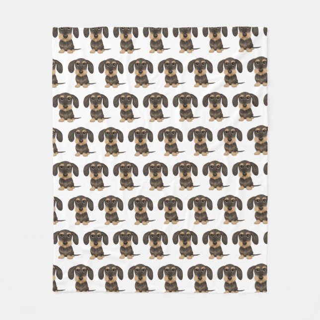 Wirehaired Dachshund Dogs Pattern Cute Teckel Fleece Blanket (Front)