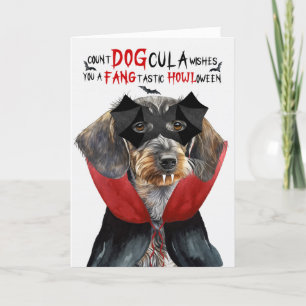 Wirehaired Dachshund Funny Count DOGcula Halloween Holiday Card