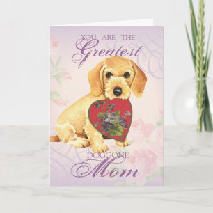 Wirehaired Dachshund Heart Mum Card