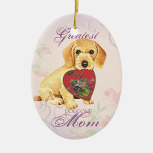 Wirehaired Dachshund Heart Mum Ceramic Tree Decoration