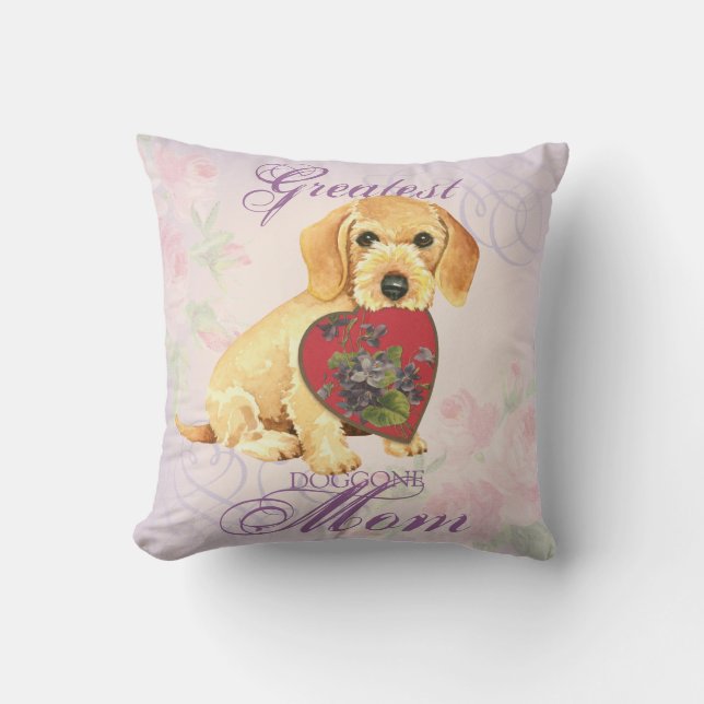 Wirehaired Dachshund Heart Mum Cushion (Front)