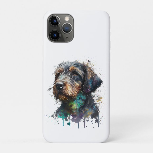 Wirehaired Dachshund Puppy Watercolor Art Case-Mate iPhone Case (Back)