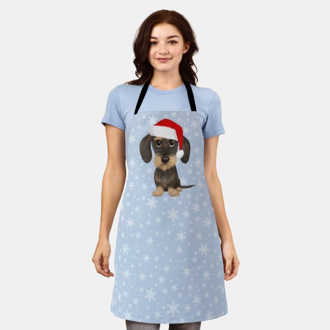 Wirehaired Dachshund Santa Teckel Christmas Dog Apron (Worn)