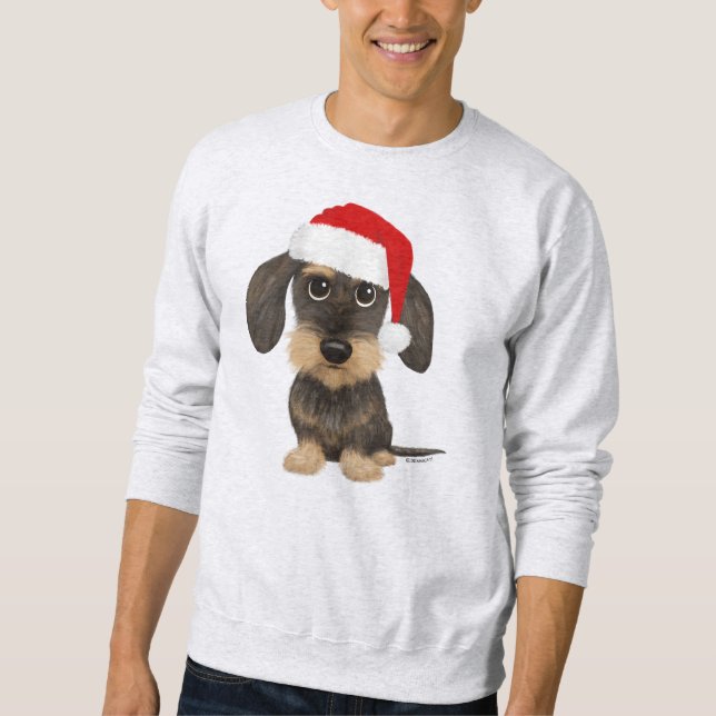 Wirehaired Dachshund Santa Teckel Christmas Dog Sweatshirt (Front)
