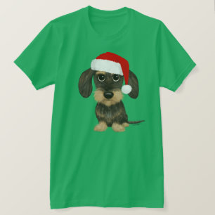 Wirehaired Dachshund Santa Teckel Christmas Dog T-Shirt