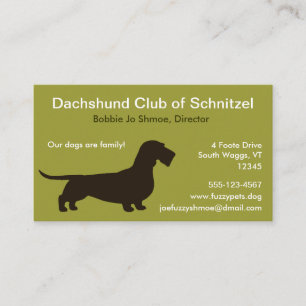 Wirehaired Dachshund Silhouette   Wiener Dog Business Card