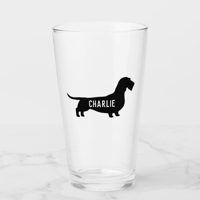 Wirehaired Dachshund Silhouette Wiener Dog Lover's Glass (Front)
