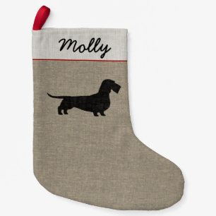 Wirehaired Dachshund Silhouette Wiener Dog Xmas Small Christmas Stocking