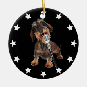 Wirehaired Dachshund Singer Ceramic Tree Decoration