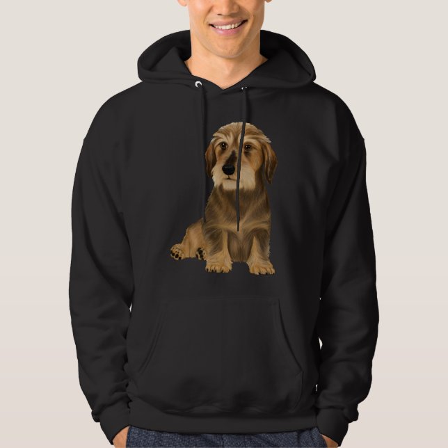 Wirehaired Dachshund Sitting Dog Hoodie (Front)