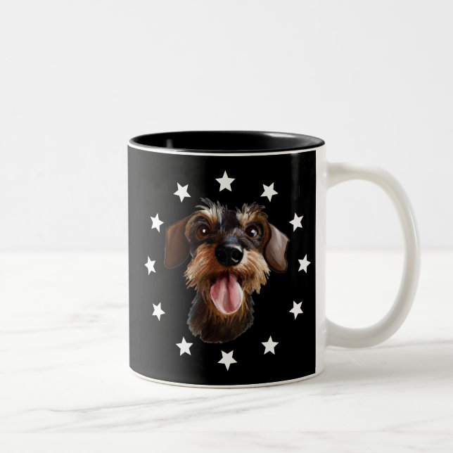 Wirehaired Dachshund Stars Watch Two-Tone Coffee M Mug (Right)