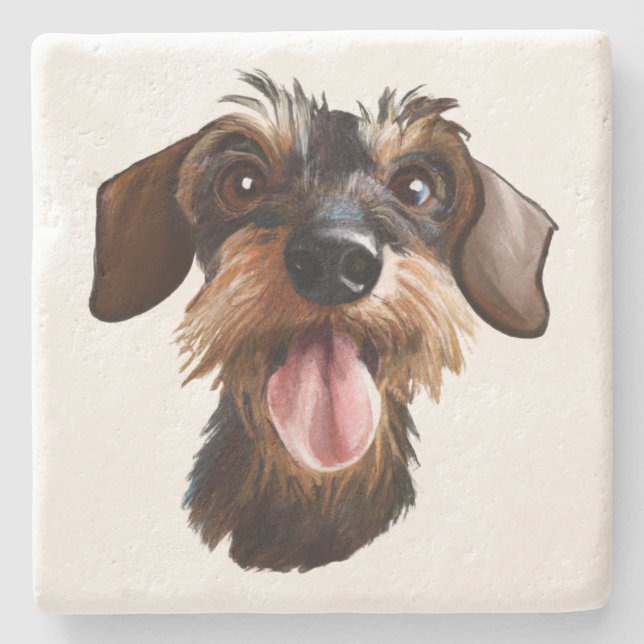 Wirehaired Dachshund Stone Coaster (Front)