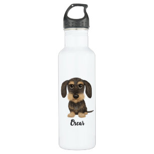 Wirehaired Dachshund   Teckel with Custom Text 710 Ml Water Bottle