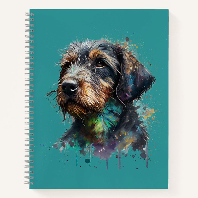 Wirehaired Dachshund Watercolor Art Notebook (Front)
