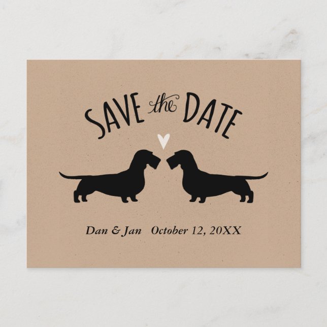 Wirehaired Dachshunds Wedding Save the Date Announcement Postcard (Front)