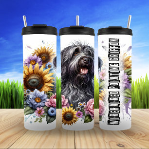 Wirehaired Griffon with Sunflower Blossoms Thermal Tumbler