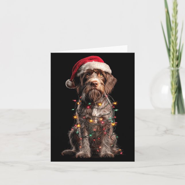Wirehaired Inting Griffon Christmas Graphics Dog L Card (Front)
