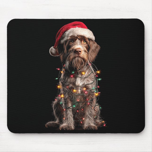 Wirehaired Inting Griffon Christmas Graphics Dog L Mouse Mat (Front)