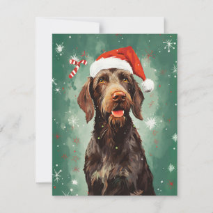 Wirehaired Pointer Christmas brush painting artwor Holiday Card