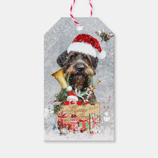 Wirehaired Pointer, Dog Christmas       Gift Tags (Front)