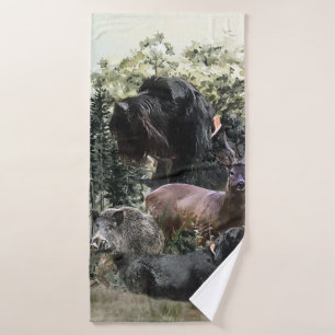 Wirehaired Pointer , Outdoors Hunting Bath Towel Set