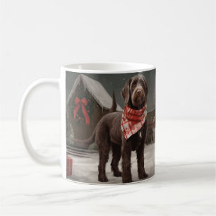 Wirehaired Pointing Dog in Snow Christmas Coffee Mug