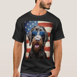 Wirehaired Pointing Griffon 4th July american flag T-Shirt