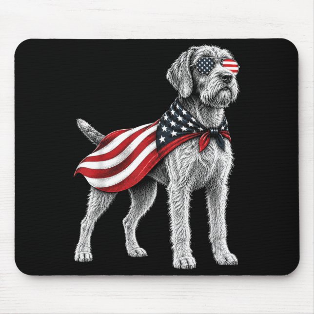 Wirehaired Pointing Griffon 4th Of July Aamerican Mouse Mat (Front)