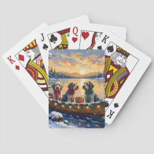 Wirehaired Pointing Griffon Christmas Boat Holiday Playing Cards