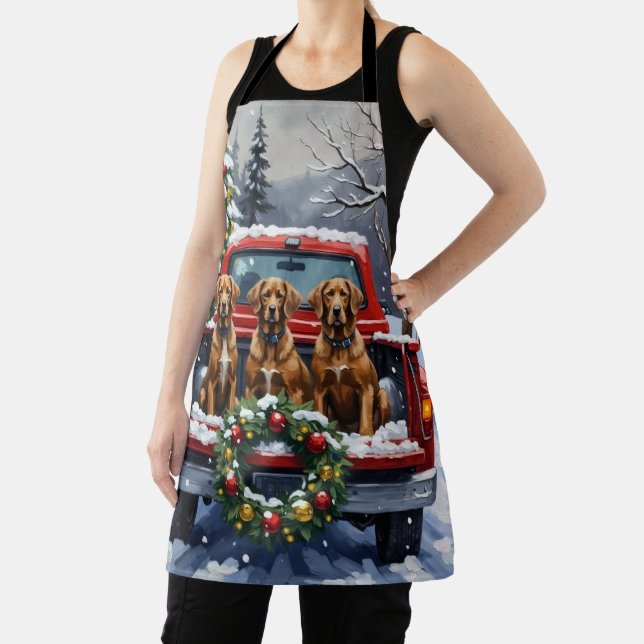 Wirehaired Pointing Griffon Christmas Red Truck Apron (Insitu)