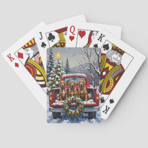 Wirehaired Pointing Griffon Christmas Red Truck Playing Cards