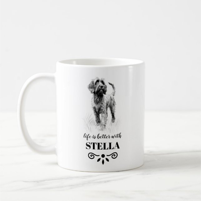 Wirehaired Pointing Griffon Custom dog name Coffee Mug (Left)