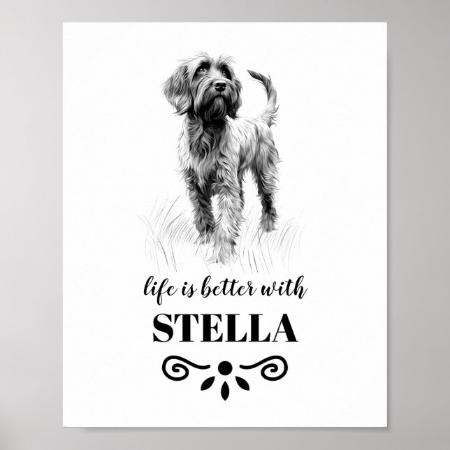 Wirehaired Pointing Griffon Custom dog name Poster (Front)