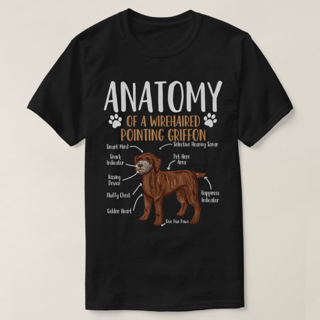 Wirehaired Pointing Griffon Dog Anatomy  T-Shirt (Design Front)