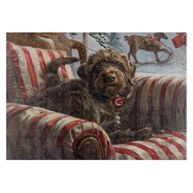 Wirehaired Pointing Griffon Dog Christmas Festive Cutting Board (Front)