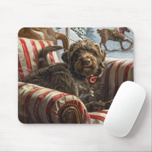 Wirehaired Pointing Griffon Dog Christmas Festive Mouse Mat