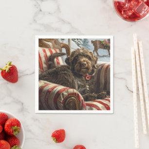 Wirehaired Pointing Griffon Dog Christmas Festive Napkin