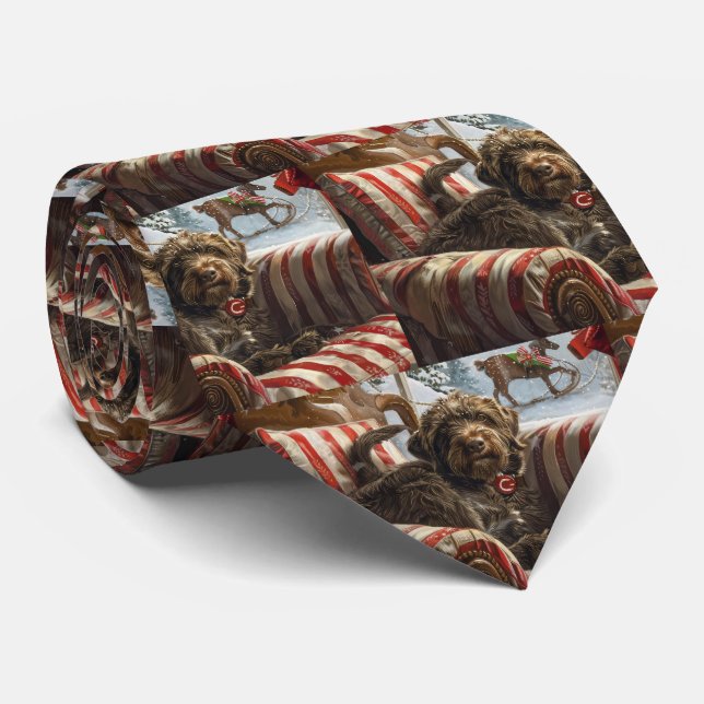Wirehaired Pointing Griffon Dog Christmas Festive Tie (Rolled)