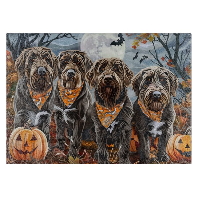 Wirehaired Pointing Griffon Halloween Spooky Cutting Board (Front)