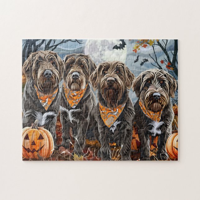 Wirehaired Pointing Griffon Halloween Spooky Jigsaw Puzzle (Horizontal)