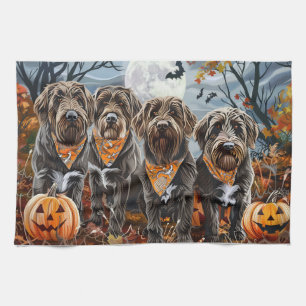 Wirehaired Pointing Griffon Halloween Spooky Tea Towel