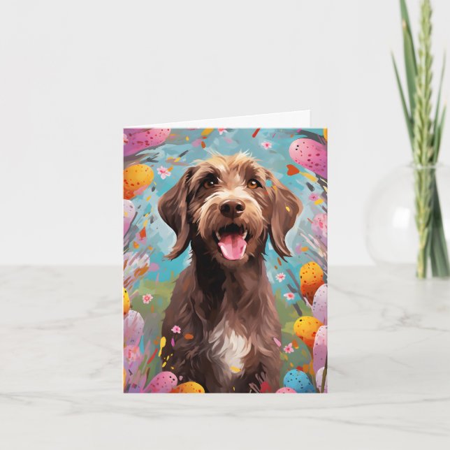 Wirehaired pointing griffon Happy Easter Card (Front)