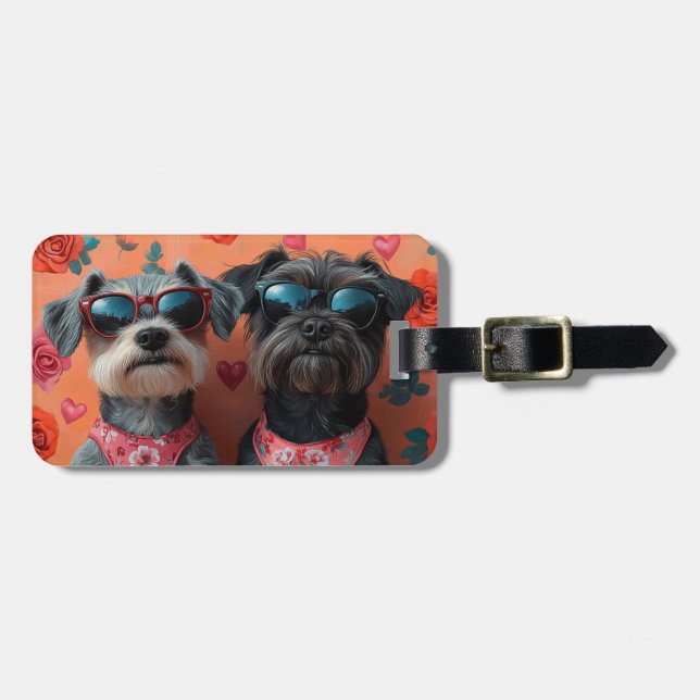 Wirehaired Pointing Griffon Heart Valentine's Day Luggage Tag (Front Horizontal)